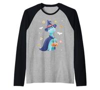 Men Women Kids Trendy Groovy Retro Dinosaur Spooky Halloween Maglia con Maniche Raglan