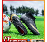 Men Women s Soccer Cleats Firm Ground Football Cleats Rugby Boots (Black 41)