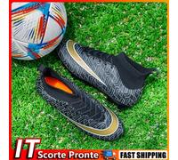 Men Women s Soccer Cleats Firm Ground Football Cleats Rugby Boots (Black 43)