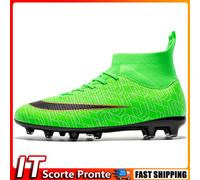 Men Women s Soccer Cleats Firm Ground Football Cleats Rugby Boots (Green 36)