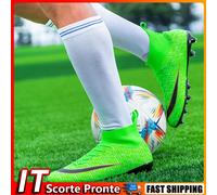 Men Women s Soccer Cleats Firm Ground Football Cleats Rugby Boots (Green 39)