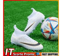 Men Women s Soccer Cleats Firm Ground Football Cleats Rugby Boots (White 36)
