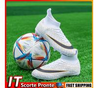 Men Women s Soccer Cleats Firm Ground Football Cleats Rugby Boots (White 37)