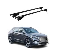 Menabo Barre portapacchi compatibili con Hyundai Tucson mk3 2015-2020, in alluminio, 75 kg, colore nero, 2 pezzi, barre chiuse per portabici, box da tetto, portasci con serratura