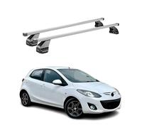 Menabo Barre portapacchi compatibili con Mazda 2 2009-2013, Barre trasversali Acciaio Argento, Staffe portapacchi auto