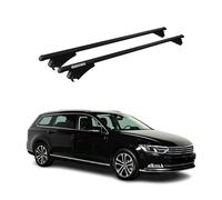 Menabo Barre portapacchi compatibili con VW Passat B8 Variant 2014-2019 in alluminio, 75 kg, colore nero, 2 pezzi, barre chiuse per portabici, box da tetto, portasci con serratura