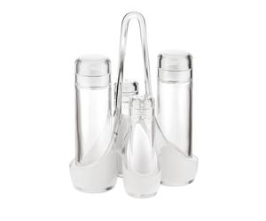 Menage bicolore 18.5x14xh24 cm 160 cc- 50 cc bottiglie in vetro Trasparente trasparente