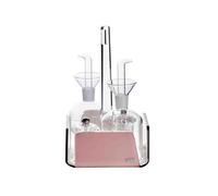 Menage cestino like water ice, 4 pezzi dimensioni 14,5x14,5xH23 cm, peso 0,755 kg, spessore 5 mm trasparente con ampolle salvagoccia colore CIPRIA SATINATO/BIANCO rosa