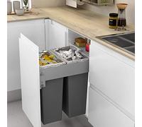 Menage Confort Pattumiera frontale integrata con 2 contenitori da 35 l, per mobili da cucina, larghezza 462-468 mm