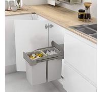 Menage Confort Secchio di raccolta estraibile con estrazione manuale per mobile da cucina - Capacità 14+14 litri