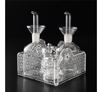 Menage in Cristallo Acrilico con Bottigliette in Vetro LE JARDIN , dimensioni 15x15x h18 cm, peso 0,755 kg, spessore 5 mm bianco Satinato trasparente