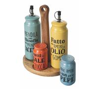 Menage Set Olio Aceto Sale e Pepe in Gres VdE Tivoli 1996 Idee