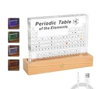 MENAYODA Ampia tavola periodica con veri campioni di elementi all'interno, tavolo periodico acrilico di 83 elementi, visualizzazione della tavola periodica per studenti, insegnanti, bambini, regali,
