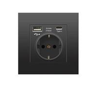 MENAYODA Gla - Presa Schuko con porte USB, presa da parete, a incasso, con contatto di protezione (1AC + 1USB+1Type-C, nero)