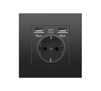 MENAYODA Gla - Presa Schuko con porte USB, presa da parete, a incasso, con contatto di protezione (1AC + 2USB, nero)