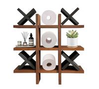MENAYODA Tic Tac Toe - Porta carta igienica divertente, in legno, per bagno, soggiorno, casa