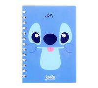 MENBLY Stitch Character Spring Notebook - Adorable 18.5 x 13.0 cm (7.3 x 5.1 in) Spiral Bound Notebook for Elementary & Middle School Students, Ideal for Writing & Drawing, Durable Cover (Blue)