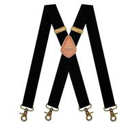 MENDENG Bretelle per uomo Heavy Duty girevole ganci Retro X-Back regolabile Brace, Ganci a scatto/Nero, taglia unica