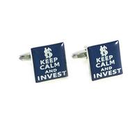 MENDEPOT Gemelli quadrati "Keep Calm and Invest" con scatola