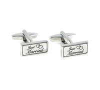 MENDEPOT Gemelli rettangolari con scritta "Just Married", per matrimonio, con scatola