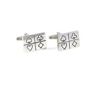 MENDEPOT Gemelli rettangolari con simbolo della carta da poker, color argento, con scatola