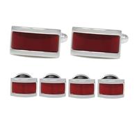 MENDEPOT Set di gemelli e borchie da uomo per abbigliamento formale, con scatola, regalo per sposi e testimoni dello sposo, Medio, Madreperla, Non pietra preziosa