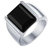 Mendes Guarnizione in acciaio inox con pietra di agata nera-20mm