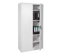 Mendler Armadio Ufficio archivio faldoni HWC-H17 2 Ante 5 Ripiani Acciaio 40x90x185cm Grigio