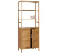 Mendler Arredo bagno bambu a listelle serie HWC-B18 mobile alto 4 ripiani 2 ante 168x64x33cm