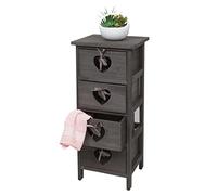Mendler Cassettiera Comodino Shabby Vintage Forli Legno di paulonia Grigio Marrone 25x29x70cm 4 cassetti