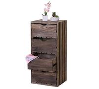 Mendler Comodino cassettiera Country Shabby Vintage Decorativa HWC-C62 Legno 4 cassetti Marrone