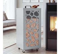 Mendler Contenitore per pellet nido ape HWC-Q30 stoccaggio pellet, con setaccio filtro e rotelle 86x37x37cm - bianco grigio
