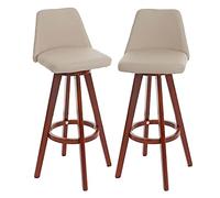 Mendler Coppia sedie sgabelli HWC-C43 Girevole Design Moderno Legno Ecopelle Avorio