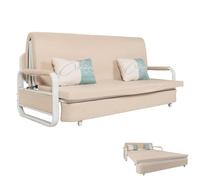Mendler Divano Letto HWC-M83, sofà, Funzione Letto Box Superficie sdraiata, 190x185cm - Stoffa/Tessuto Beige