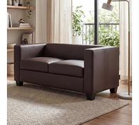 Mendler Divano sofa 2 posti lounge moderno elegante serie Lille M65 75x137x70cm - ecopelle marrone
