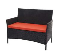 Mendler Divano sofa esterno giardino 2 posti Halden 106cm polyrattan antracite con cuscino arancione