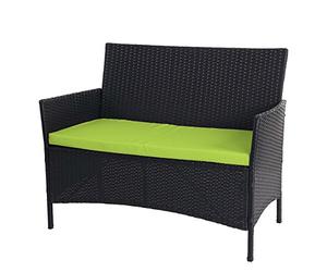 Mendler Divano sofa esterno giardino 2 posti Halden 106cm polyrattan antracite con cuscino verde