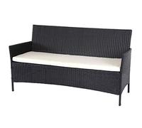 Mendler Divano sofa esterno giardino 3 posti Halden 154cm polyrattan antracite con cuscino avorio
