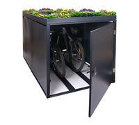 Mendler Garage Armadio per 2 Biciclette con Serratura e fioriera HWC-L56b Ferro Acciaio zincato 125x113x208cm Antracite