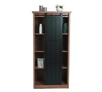 Mendler Libreria 8 scomparti anta scorrevole salotto industriale HWC-K75 163x76x38cm marrone