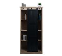 Mendler Libreria 8 scomparti anta scorrevole salotto industriale HWC-K75 legno 163x76x38cm naturale chiaro