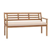 Mendler Panca da giardino HWC-N47, panchina da parco, legno massiccio di acacia certificato MVG - cuscino avorio