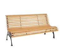 Mendler Panca da giardino HWC-O24, panchina da parco in legno 3 posti, ghisa legno pino certificato MVG, 160cm - naturale