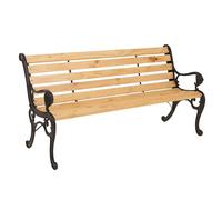 Mendler Panca da giardino HWC-O25, panchina da parco in legno 3 posti, ghisa legno pino certificato MVG, 164cm - naturale