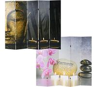 Mendler Paravento divisore Doppia Immagine 5 Pannelli 180x200cm Buddha