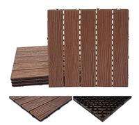 Mendler Piastrelle pavimentazione da Esterno HWC-E19 WPC 1mq - 4 Pezzi 50x50cm Marrone Scuro