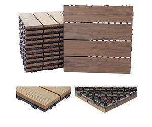 Mendler Piastrelle pavimentazione da Esterno HWC-E20 WPC 1mq 11 Pezzi 30x30cm Marrone