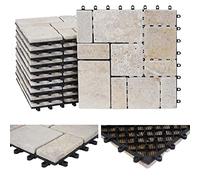 Mendler Piastrelle per Pavimento ad innesto da Esterno Balcone terrazzo HWC-K70 11 Pezzi = 1m² - Bianco