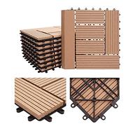 Mendler Piastrelle Premio pavimentazione da Esterno Rhone T831 WPC 30x30cm 11 Pezzi 1mq Profilo Laterale Teak Incrociato