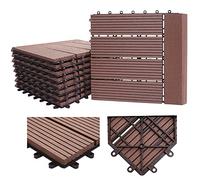 Mendler Piastrelle Premio pavimentazione da Esterno Rhone T831 WPC 30x30cm 11 Pezzi 1mq Profilo Orizzontale Marrone lineare